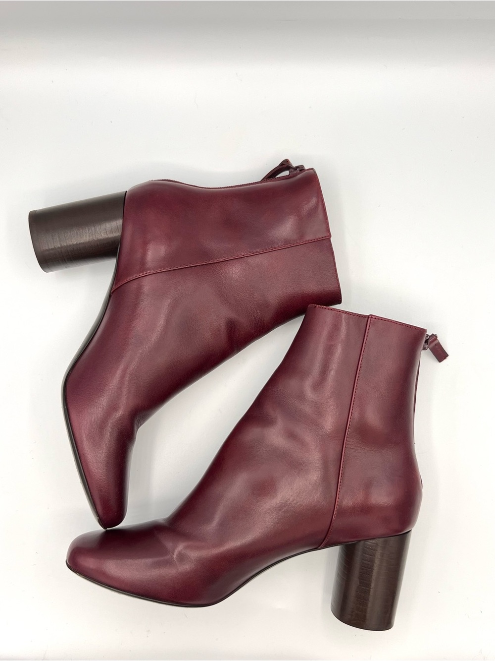 Sandro Paris Leather Ankle Boots Dark Red Sz 39 (9) - Picture 3 of 9